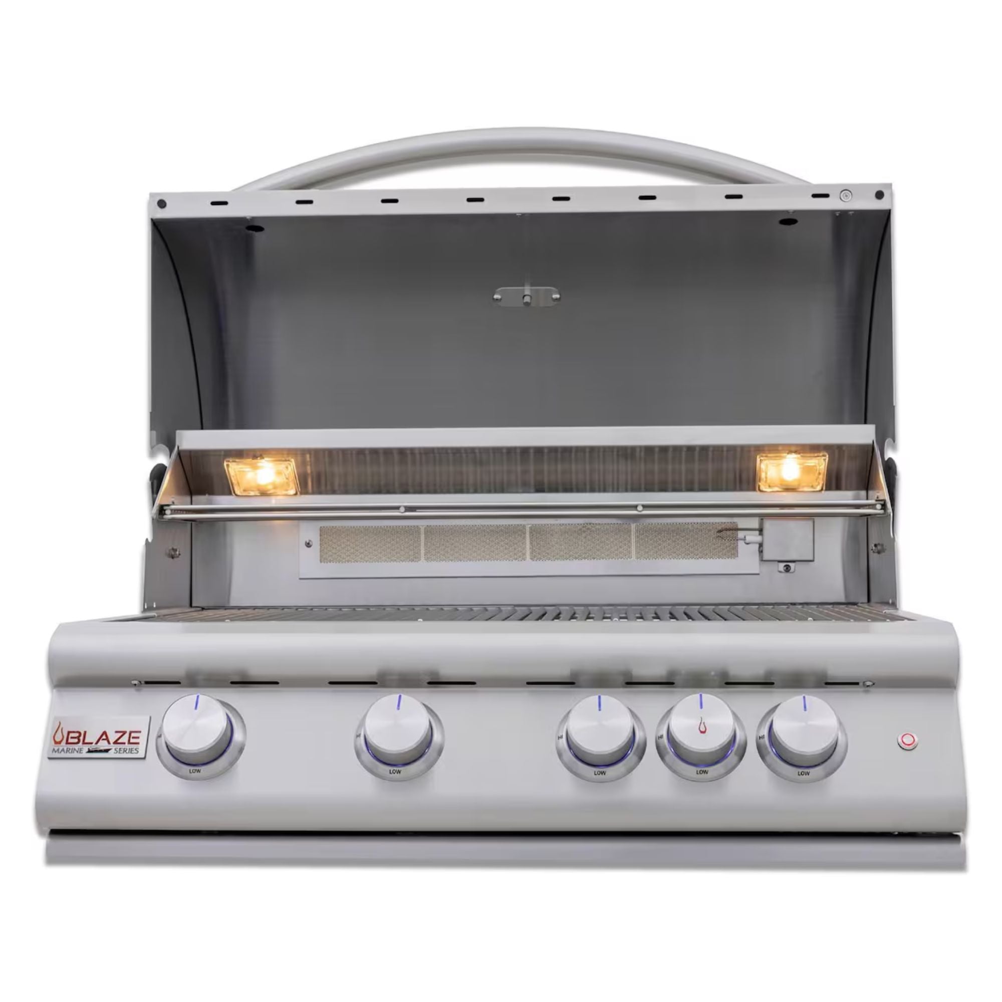 GRILLDEN™ blaze premium lte marine grade 32 inch built in gas grill w lift assist hood rear infrared burner