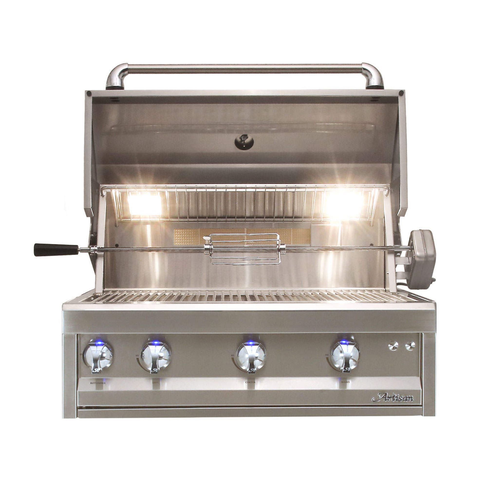 GRILLDEN™ artisan professional 32 inch 3 burner built in gas grill w rotisserie