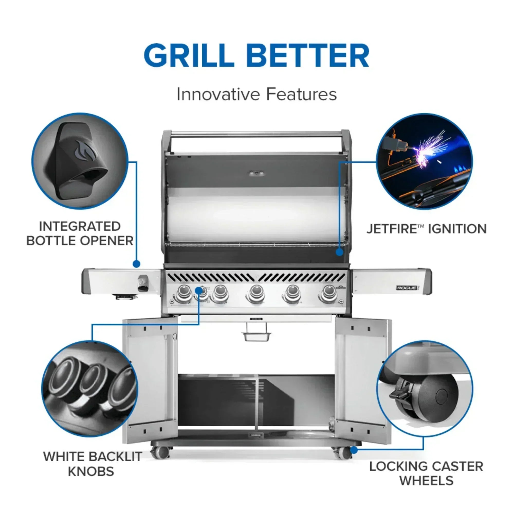 GRILLDEN™ napoleon rogue pro 625 sib freestanding gas grill w infrared side burner