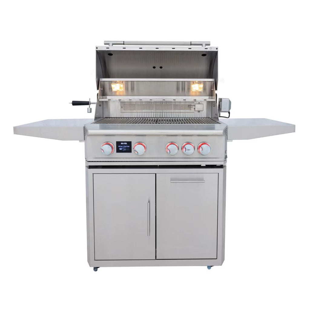 GRILLDEN™ blaze lte pro 32 inch 4 burner freestanding gas grill w digital temperature screen rear infrared burner