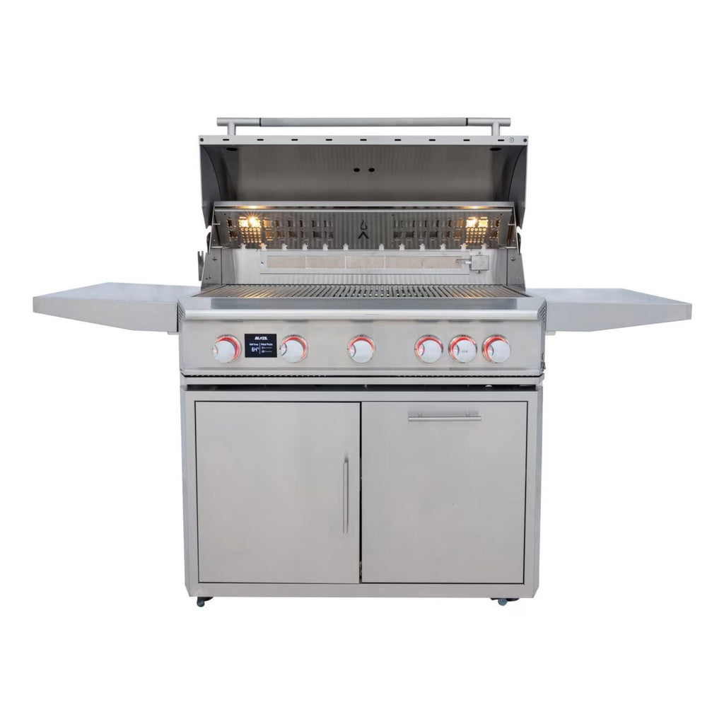 GRILLDEN™ blaze lte pro 40 inch 5 burner freestanding gas grill w digital temperature screen rear infrared burner