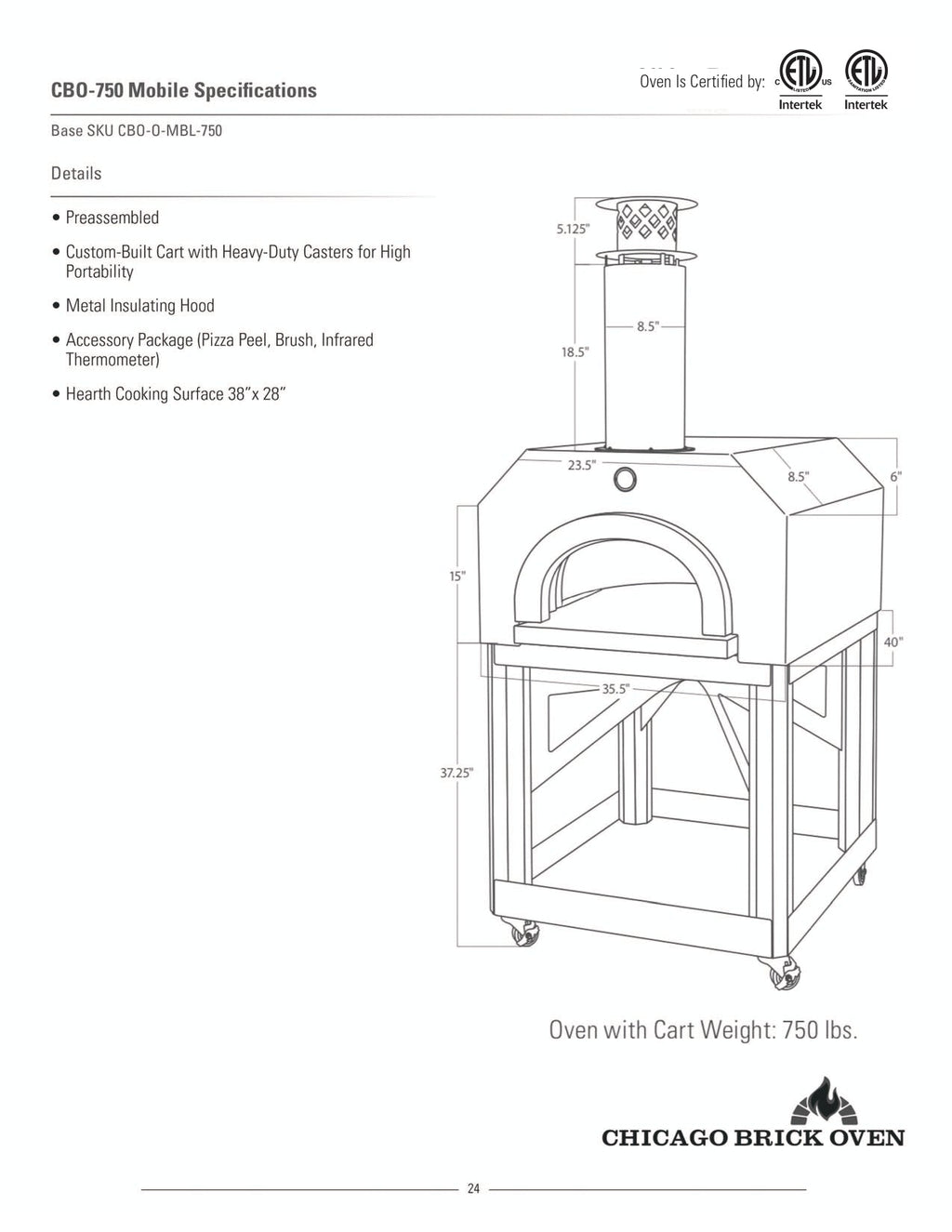 GRILLDEN™ chicago brick oven cbo 750 freestanding wood fired pizza oven