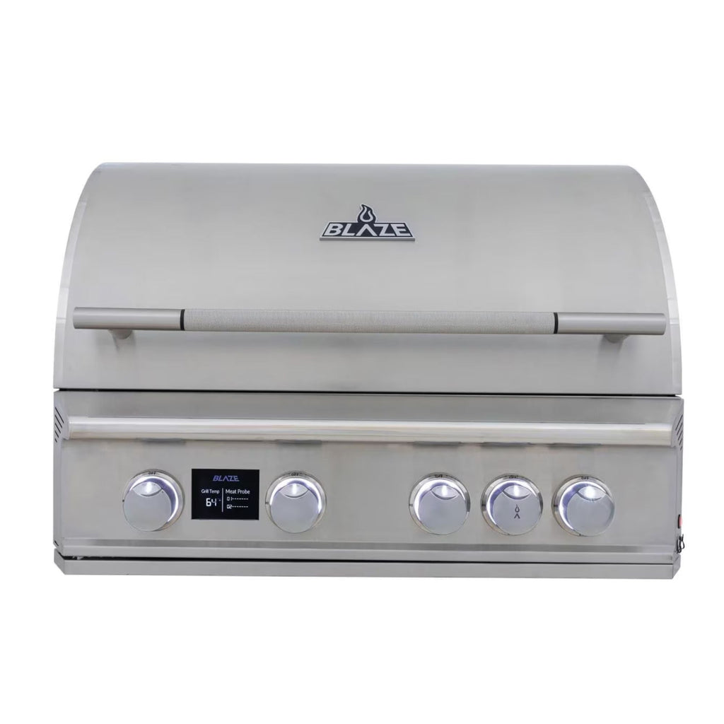 GRILLDEN™ blaze lte pro 32 inch 4 burner built in gas grill w digital temperature screen rear infrared burner