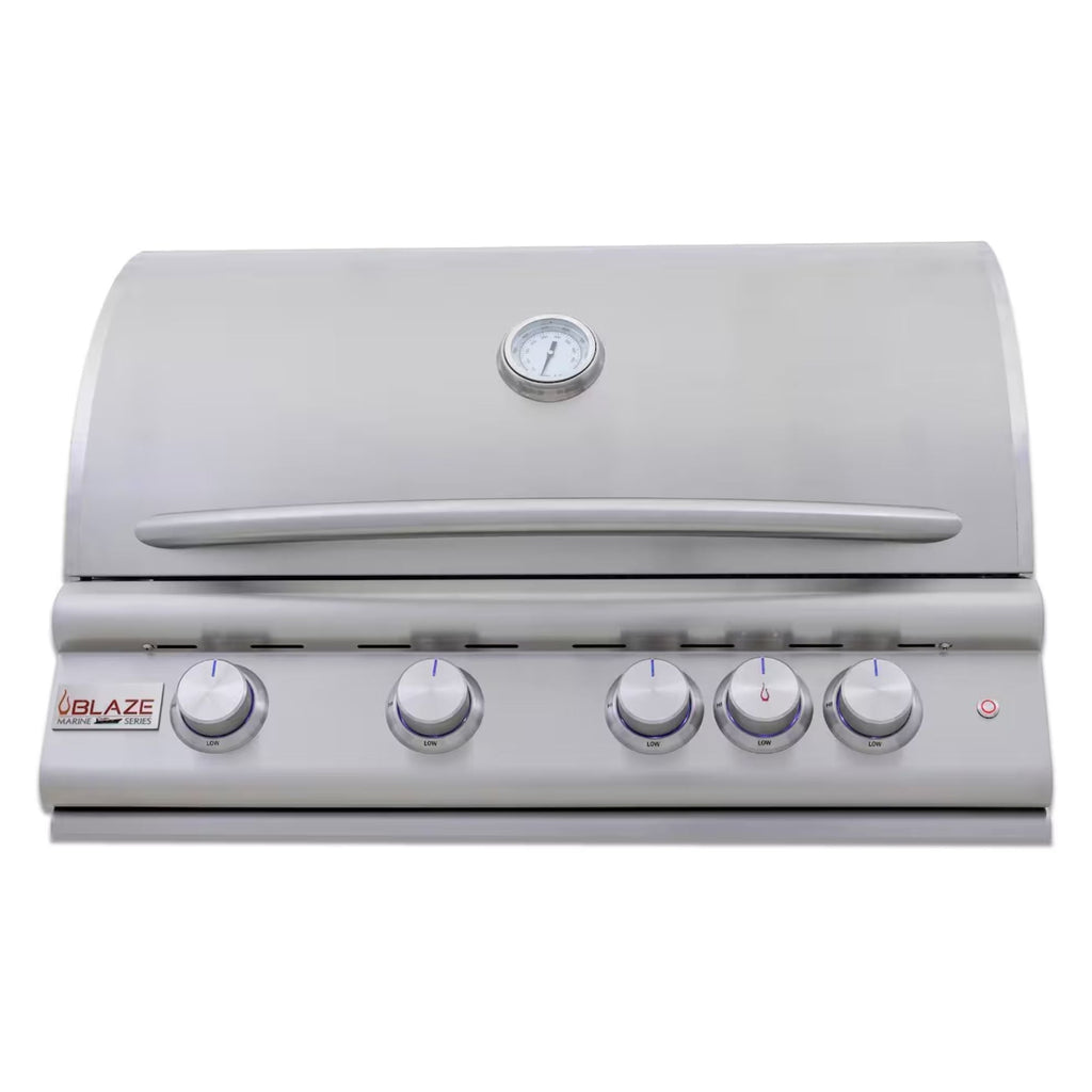 GRILLDEN™ blaze premium lte marine grade 32 inch built in gas grill w lift assist hood rear infrared burner