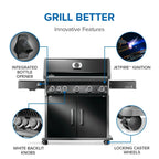 GRILLDEN™ napoleon rogue pro 625 sib black freestanding gas grill w infrared side burner