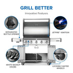 GRILLDEN™ napoleon rogue pro 625 sib freestanding gas grill w infrared side burner